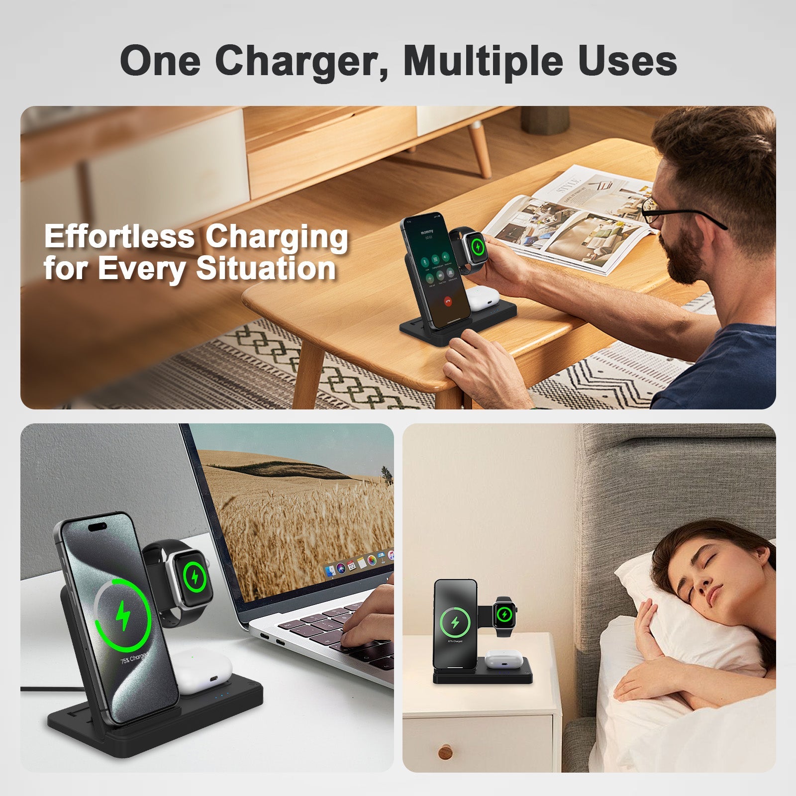Presgo 3-in-1 Fast Wireless Charging Station W168