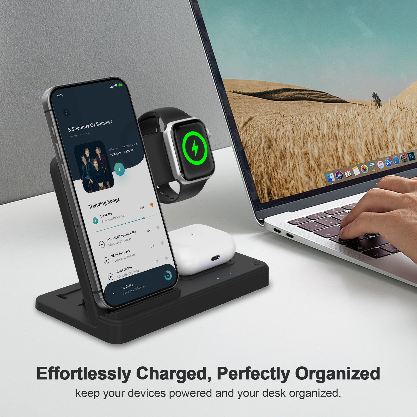 Presgo 3-in-1 Fast Wireless Charging Station W168